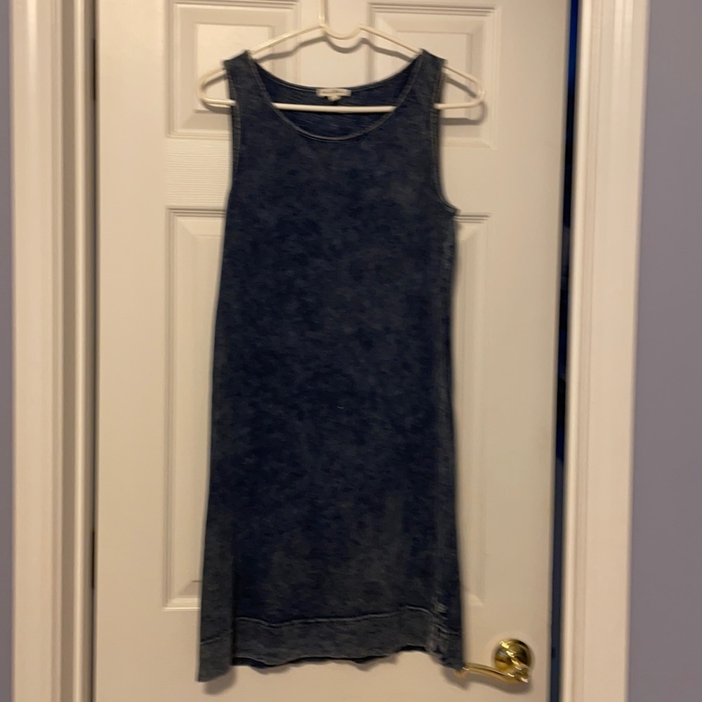 Soft denim casual tank dress in blue .